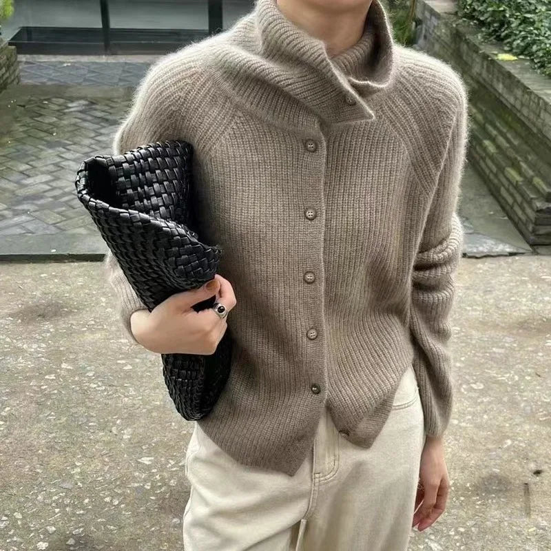 Womens Cardigan Knitted Sweater Cozy Fit - BritishMode