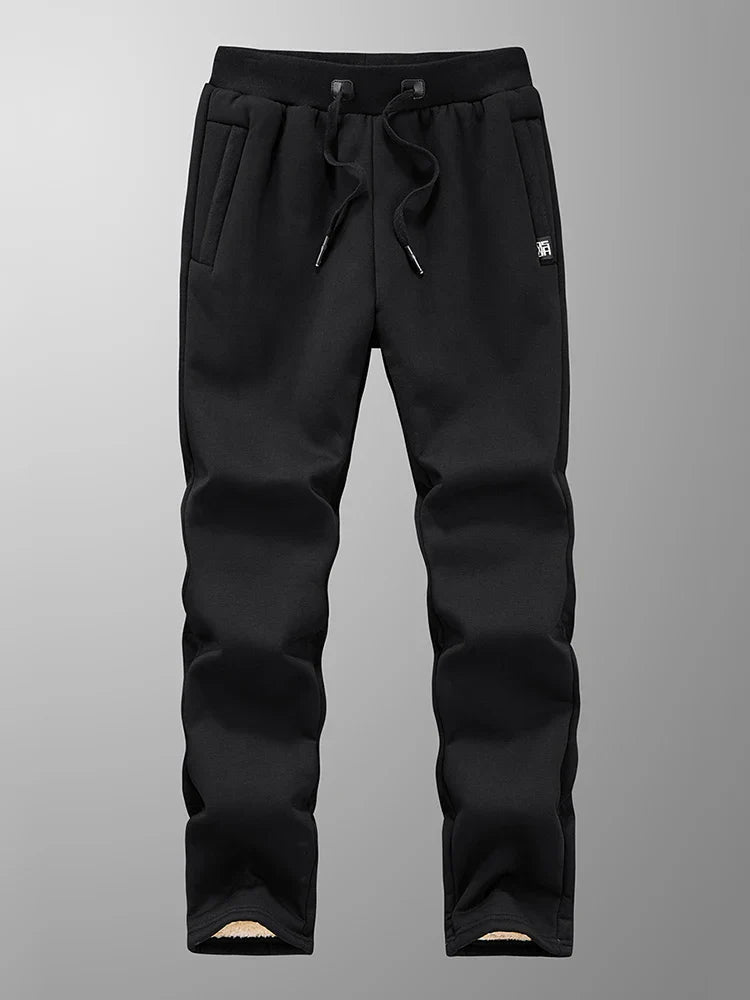 Mens Fleece Jogger Pants with Zip Pockets Warm