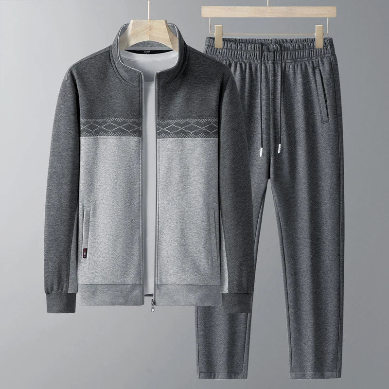 Mens Tracksuit with Zip-Up Jacket Athletic Fit