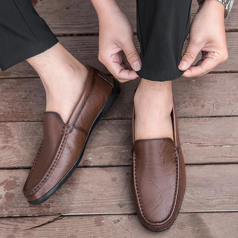 Mens Loafers Genuine Leather Slip-On
