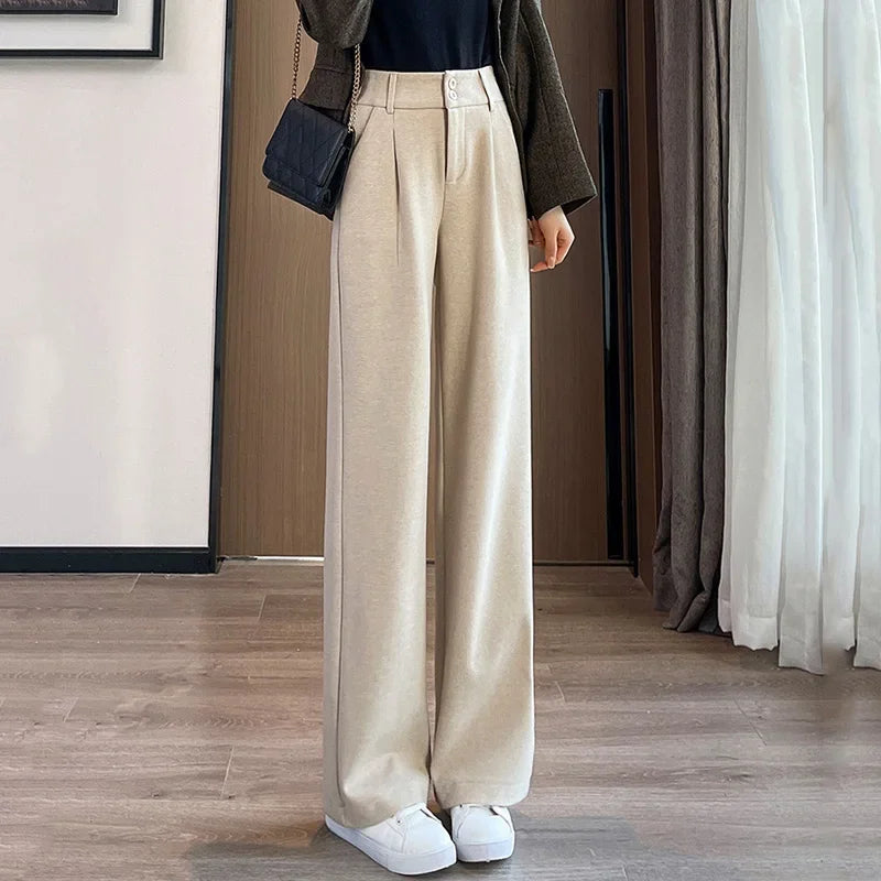 Mens Wool Straight Leg Pants Comfortable Fit