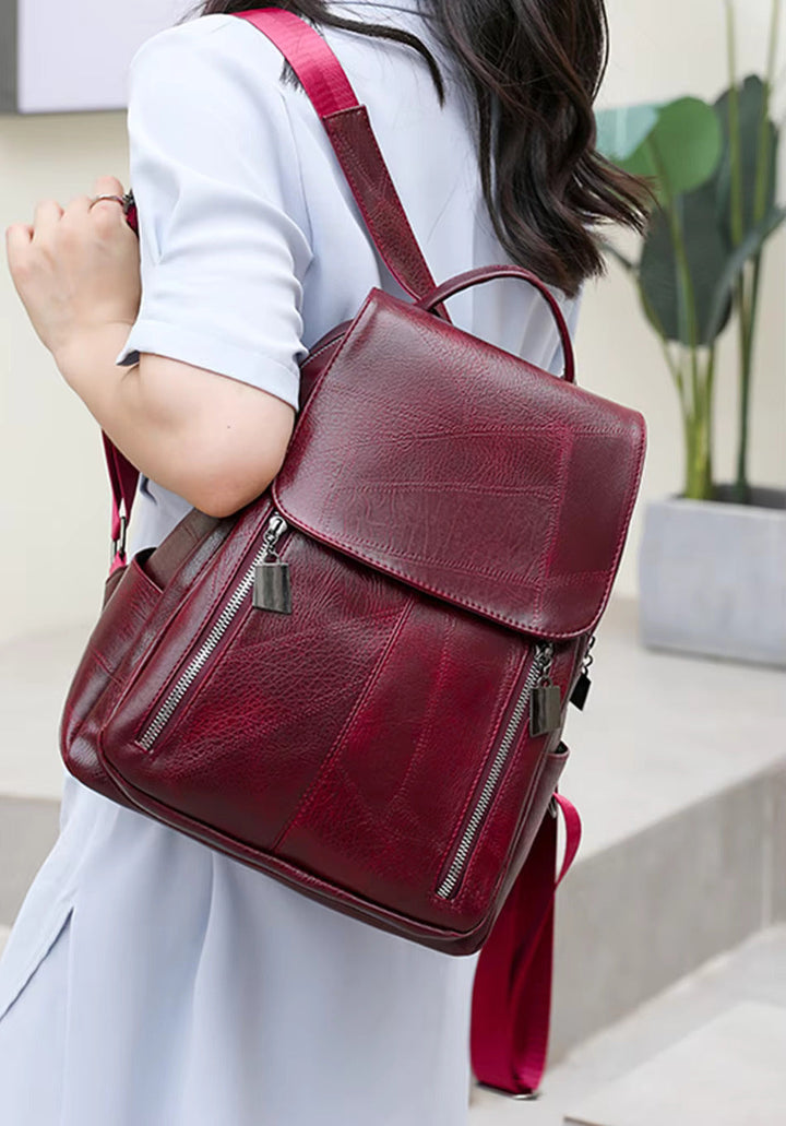 Womens Leather Backpack Theft-Proof Design