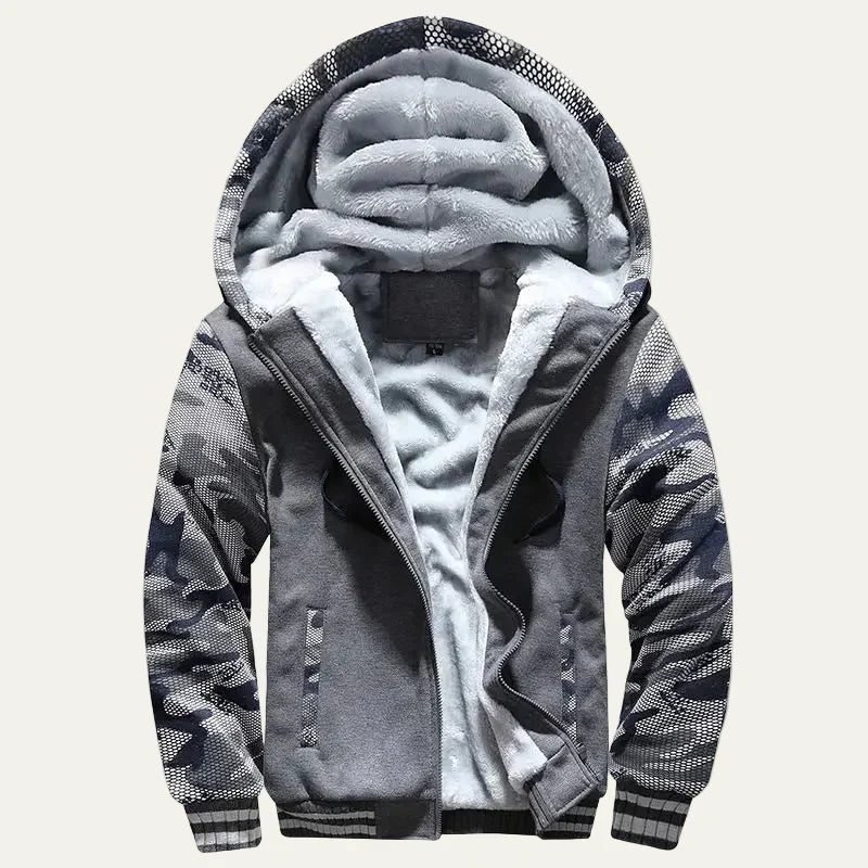 Mens Hooded Zip Jacket Thermal Fleece Lined