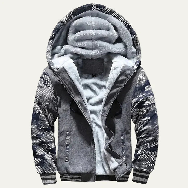 Mens Hooded Zip Jacket Thermal Fleece Lined