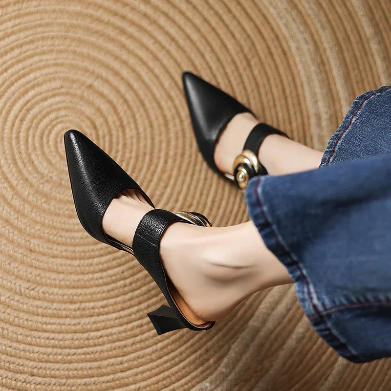 Womens Genuine Leather Heels Classic Fit