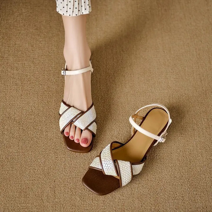 Womens Leather Sandals Comfortable Flat Fit