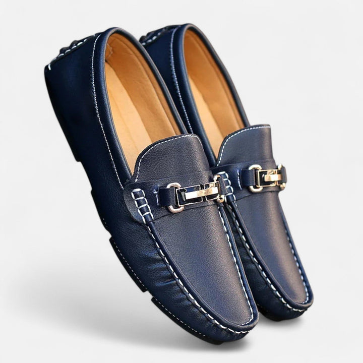 Mens Leather Driving Loafers with Horse Bit Detail - BritishMode