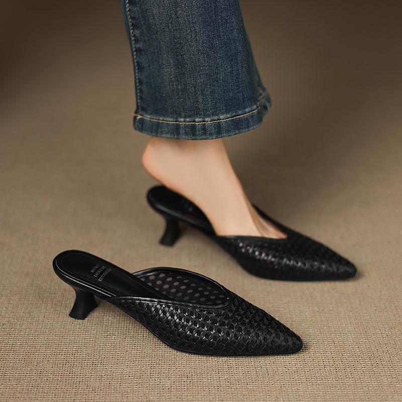 Womens Genuine Leather Mules Slip-On Style