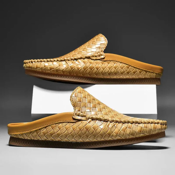 Mens Leather Slides Comfortable Slip-On