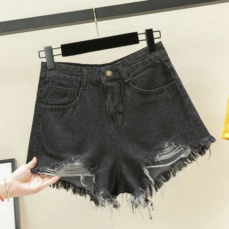Womens Distressed Denim Shorts Comfortable Relaxed Fit