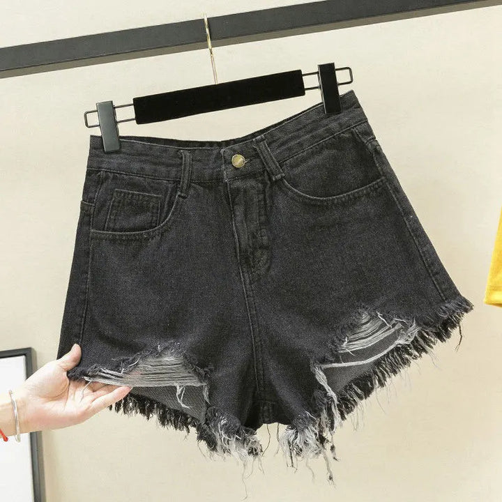 Womens Distressed Denim Shorts Comfortable Relaxed Fit