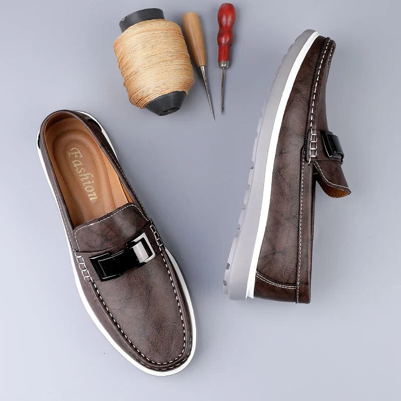 Mens Loafers Genuine Leather Slip-On