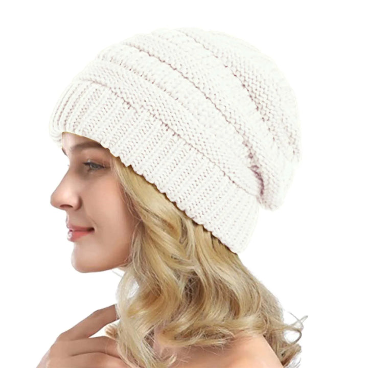Unisex Cable Knit Hat Thick Warm Fit