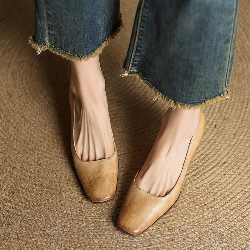 Womens Genuine Leather Heels Classic Fit