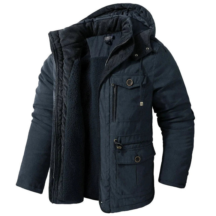Mens Hooded Jacket Water-Repellent Warm Lining