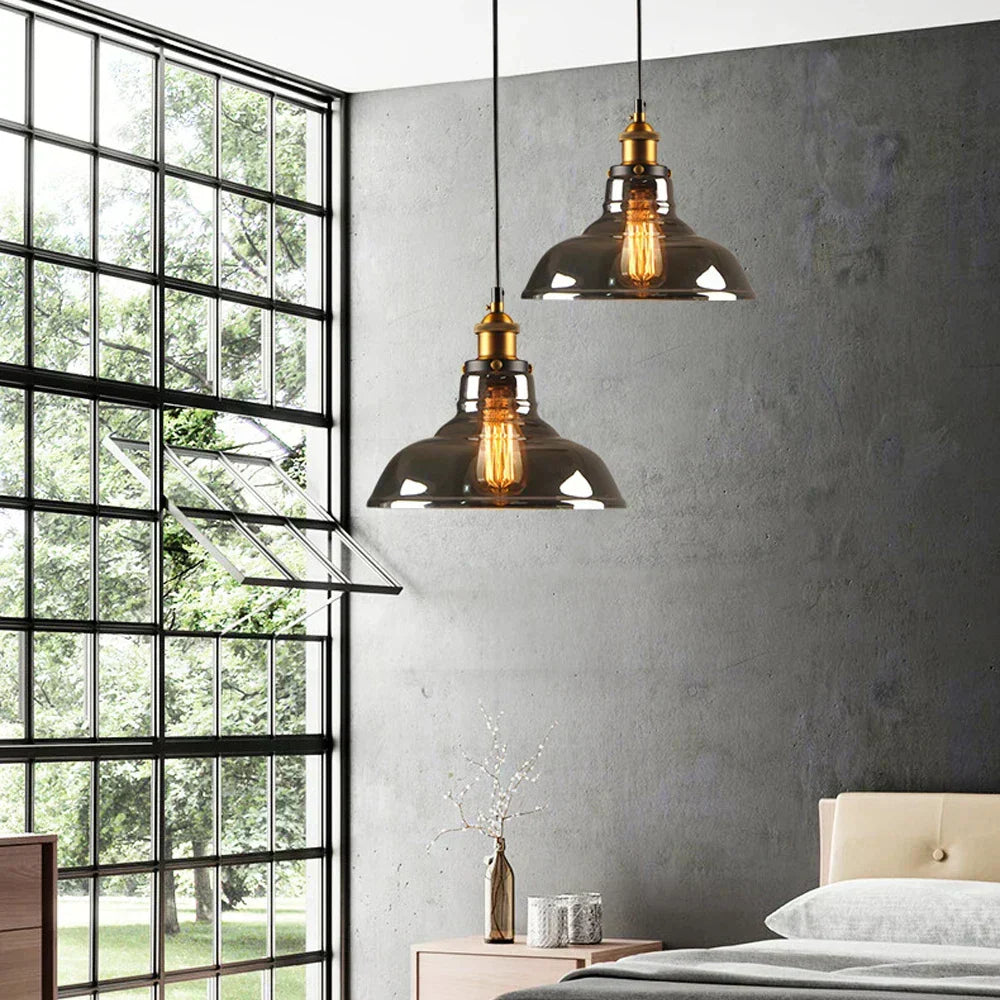 Ceiling Fixture Glass Drop Vintage Style - BritishMode