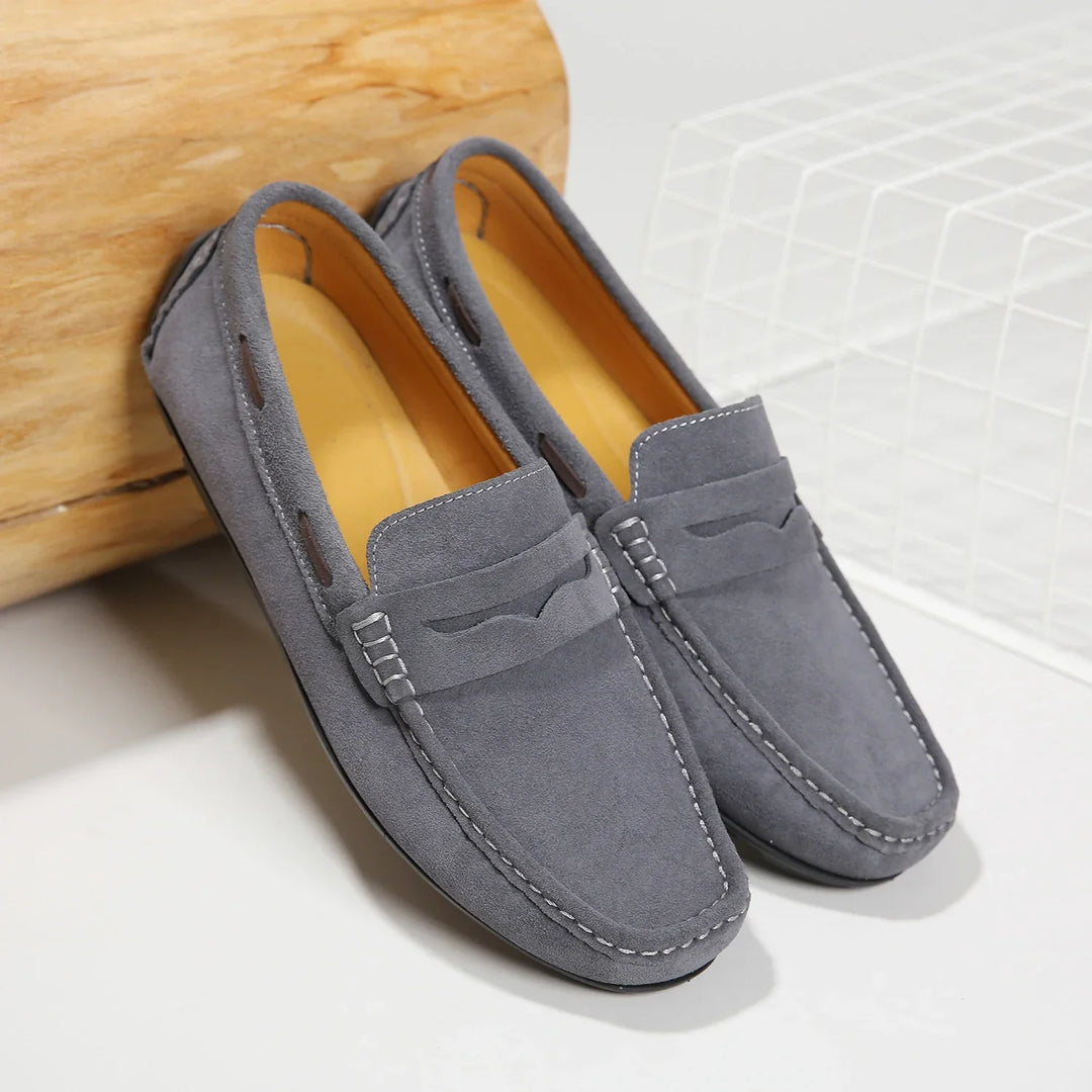 Mens Loafers Genuine Suede Slip-On - BritishMode