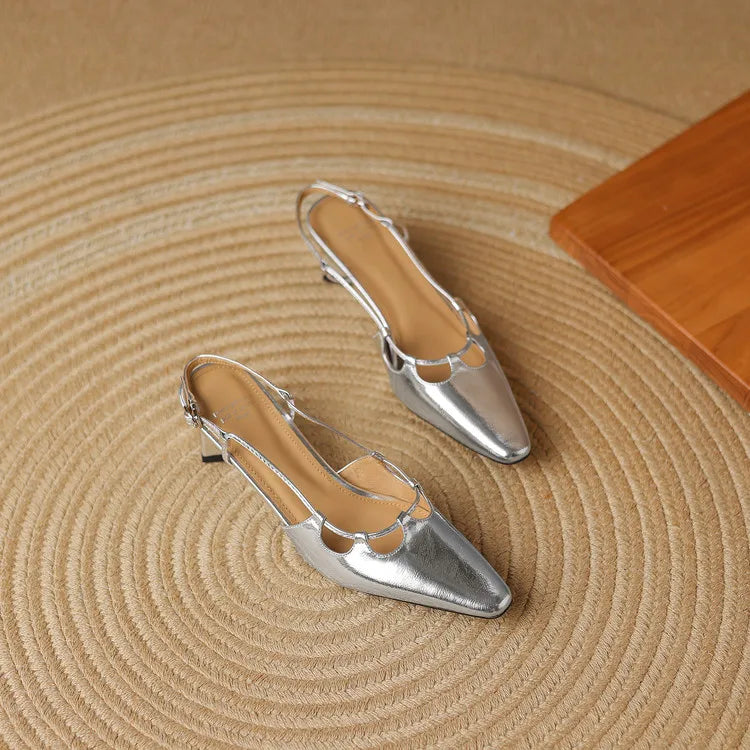 Womens Genuine Leather Slingback Shoes