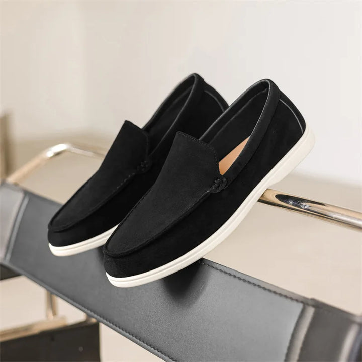 Mens Suede Slip-On Loafers Comfortable Grip Sole