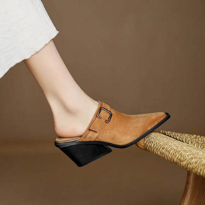 Womens Suede Mules Slip-On Style