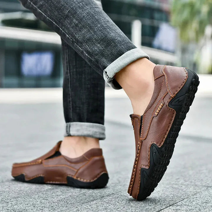 Mens Leather Loafers Slip-On Classic Fit