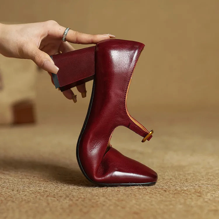 Womens Genuine Leather Heels Classic Fit