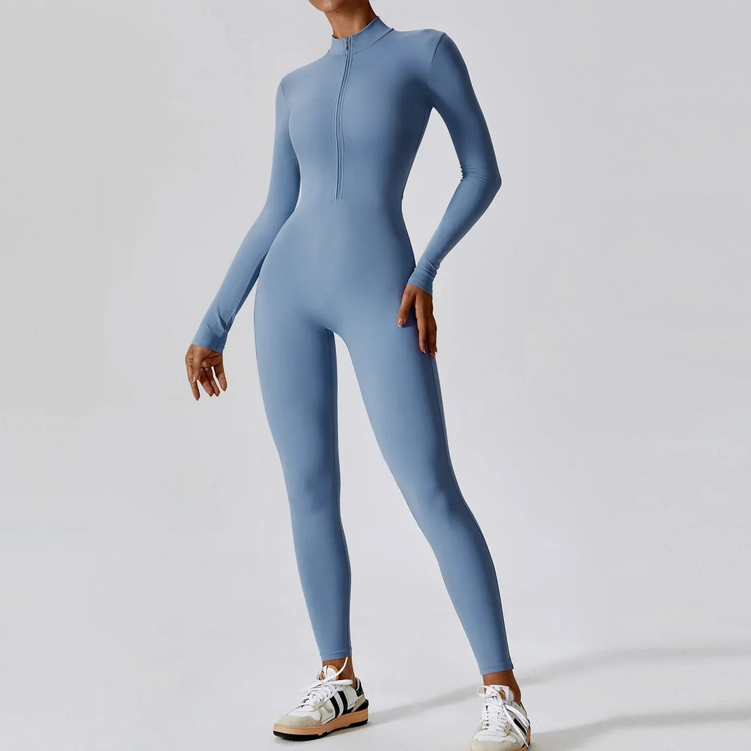 Womens Jumpsuit Full Zip Front Relaxed Fit