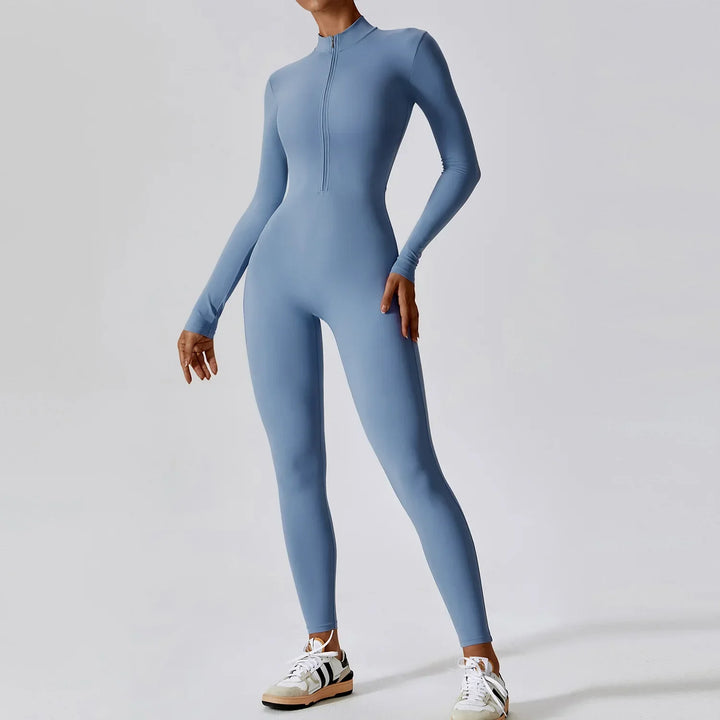 Womens Jumpsuit Full Zip Front Relaxed Fit