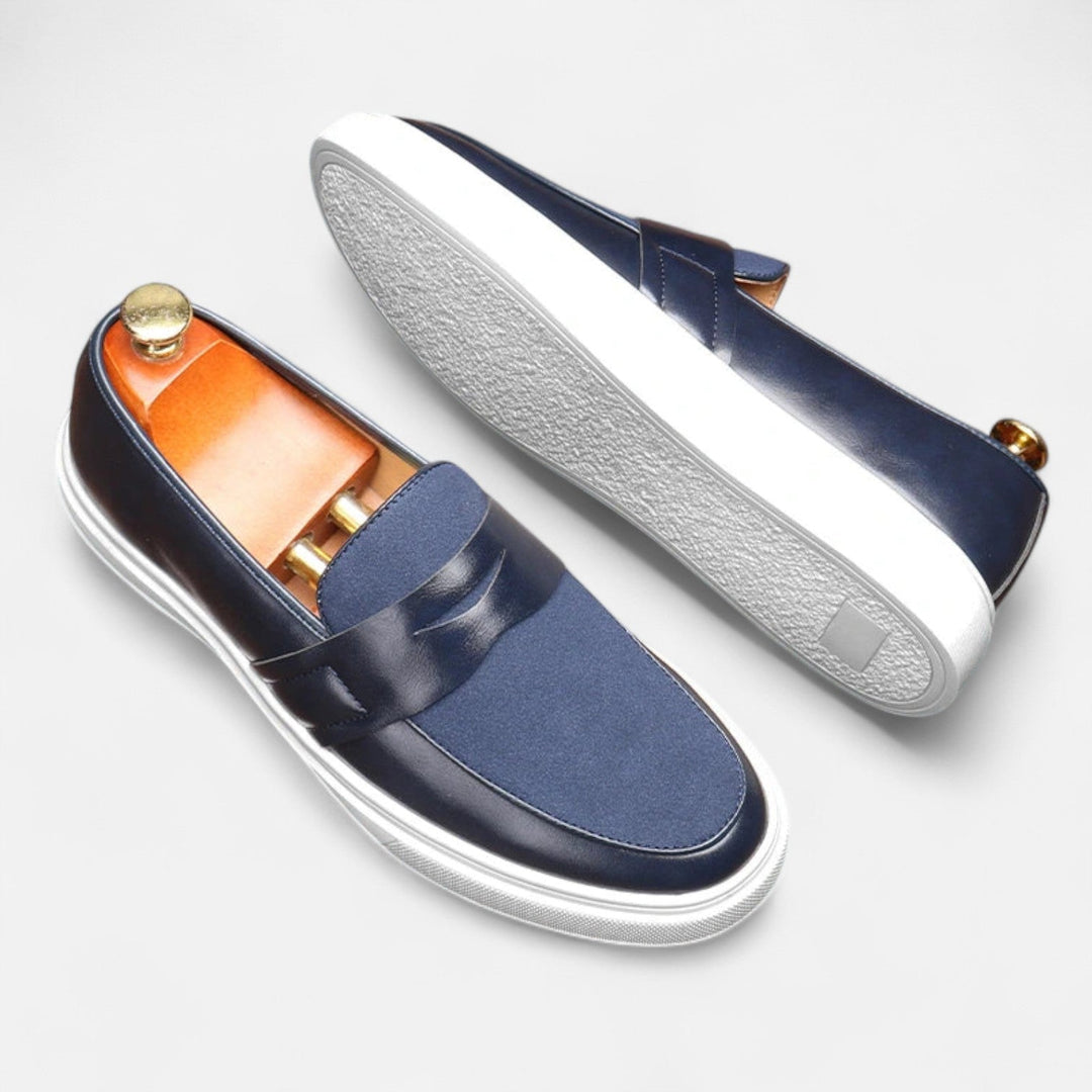 Mens Penny Loafers Hybrid Leather Slip-On - BritishMode