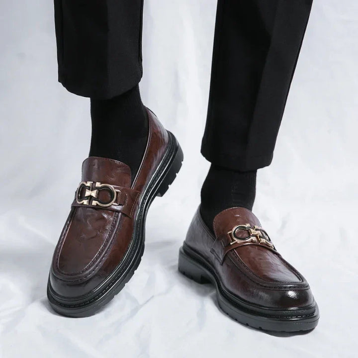 Mens Leather Loafers Slip-On Classic Fit