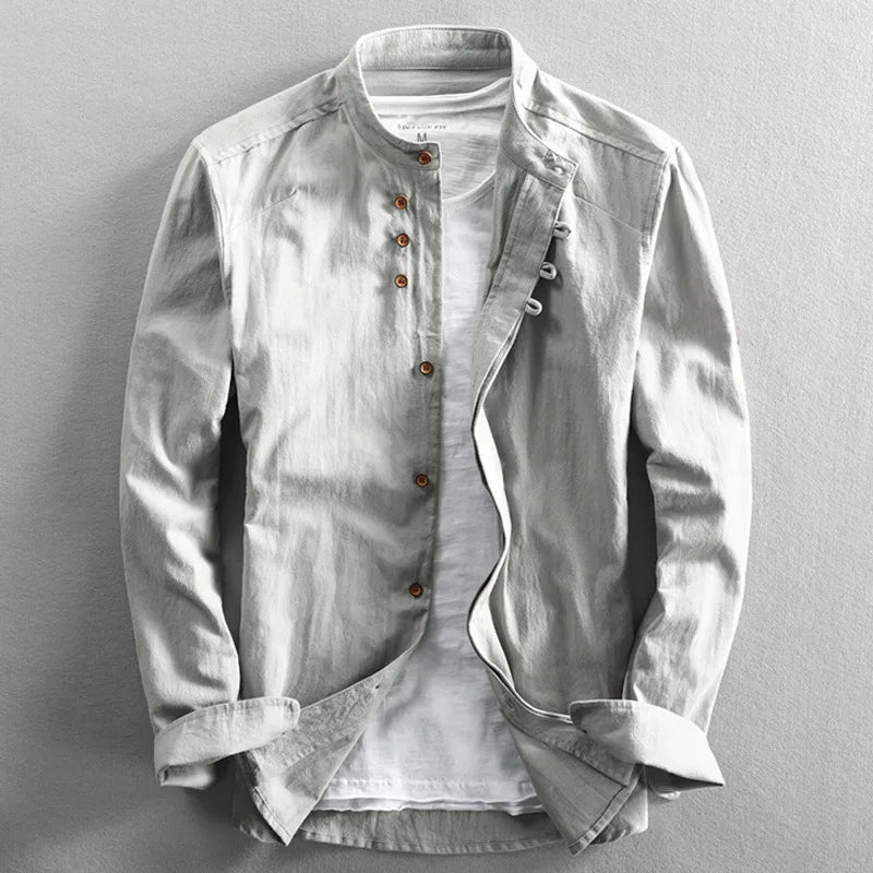 Mens Casual Shirt Linen Blend Regular Fit