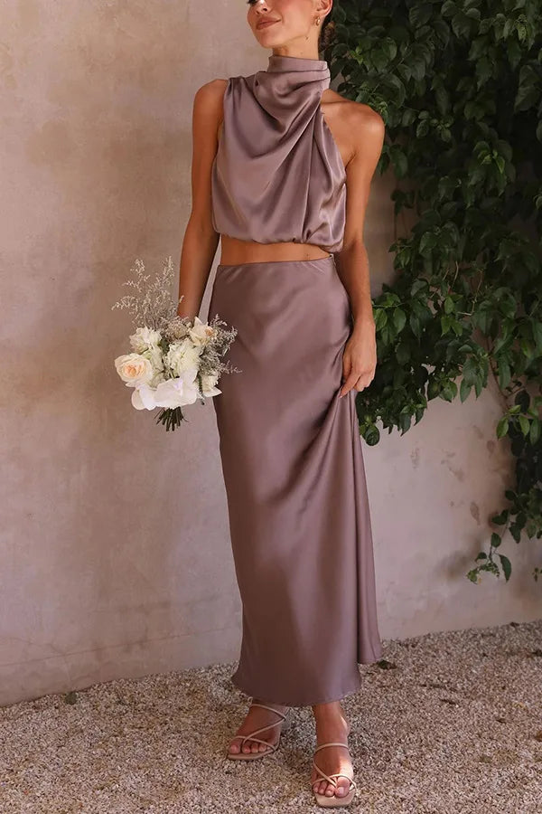 Womens Summer Outfit Silky Fabric Elegant Style