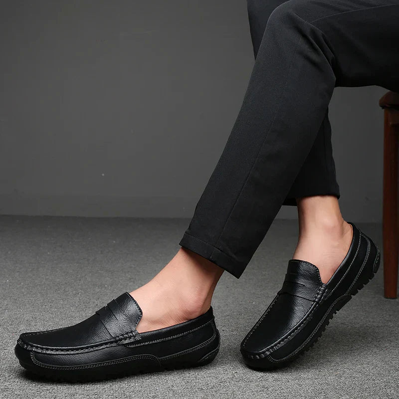 Mens Loafers Genuine Leather Slip-On