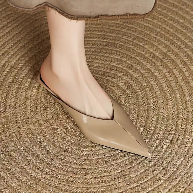 Womens Leather Mules Slip-On Comfortable Fit