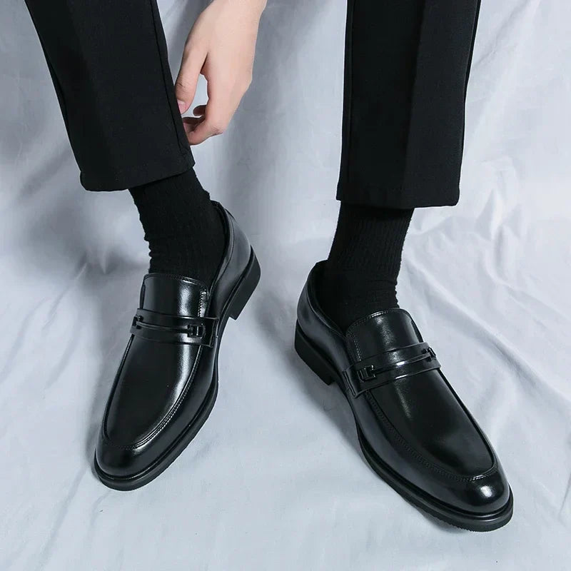 Mens Leather Loafers Slip-On Classic Fit