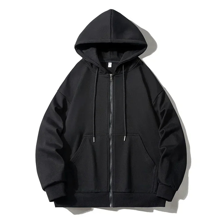 Mens Hooded Jacket with Zip-Up Closure Large Size