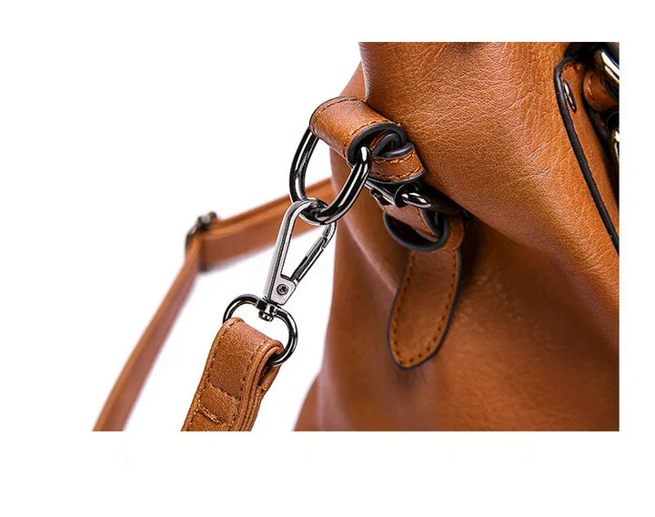 Womens Leather Handbag Large Capacity Vintage Shoulder Strap