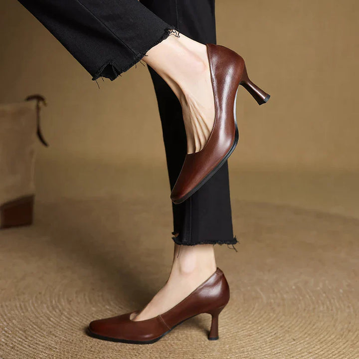 Womens Genuine Leather Heels Classic Fit