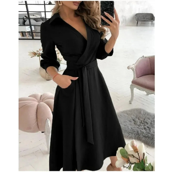 Womens Wrap Dress Long Sleeve Elegant Style
