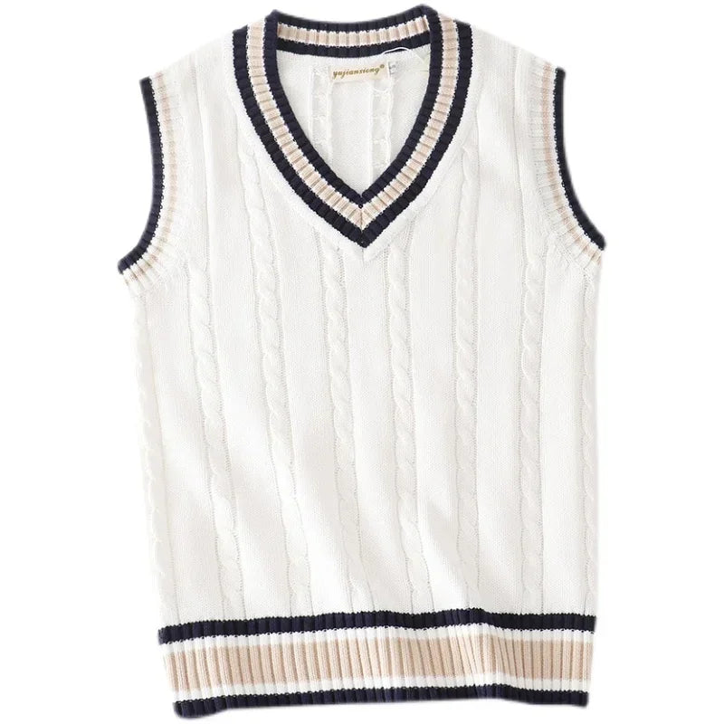 Mens Sleeveless Sweater V-Neck Knit