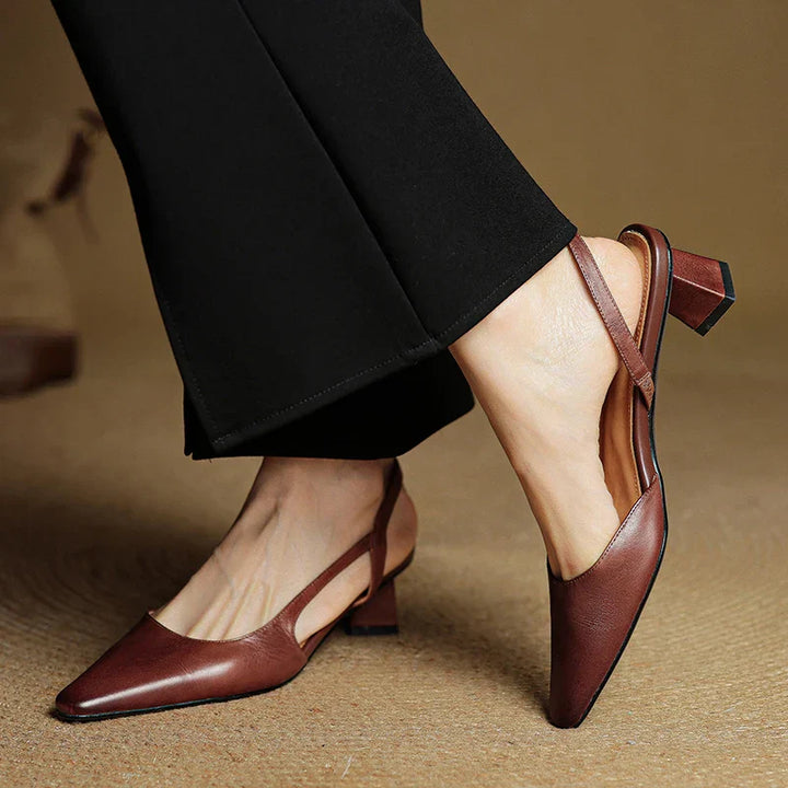Womens Slingback Shoes Genuine Leather Classic Fit - BritishMode