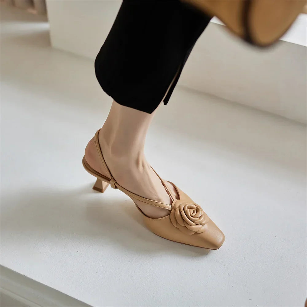 Womens Genuine Leather Slingback Shoes