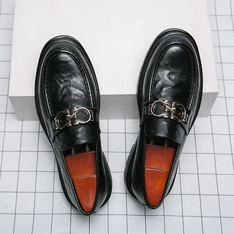 Mens Leather Loafers Slip-On Classic Fit
