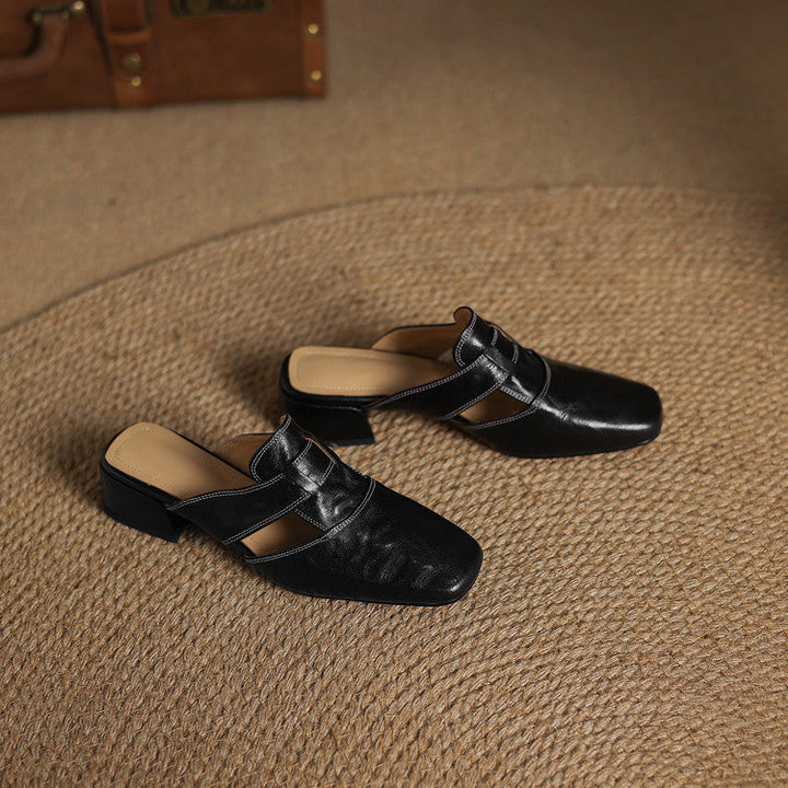 Womens Leather Mules Genuine Leather Slip-On