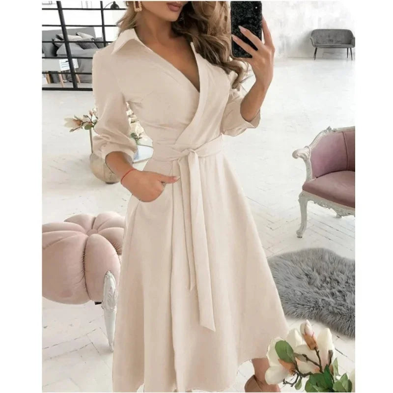 Womens Wrap Dress Long Sleeve Elegant Style