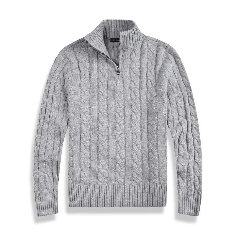 Mens Half Zip Sweater Wool Blend Regular Fit