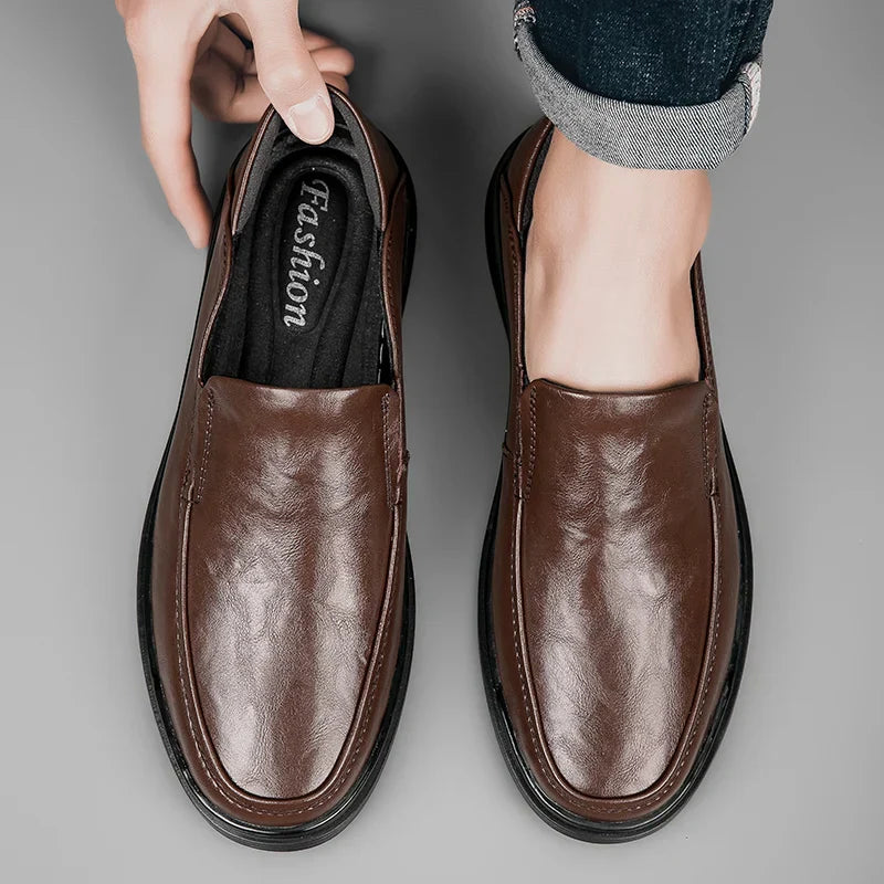 Mens Loafers Genuine Leather Slip-On