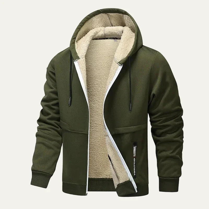 Mens Full Zip Hoodie with Plush Sherpa Lining