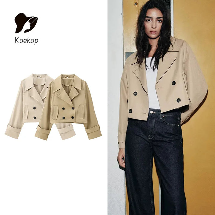 Womens Short Trench Raincoat Classic Fit - BritishMode