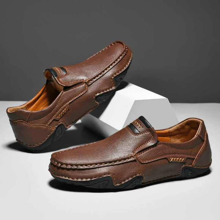 Mens Leather Loafers Slip-On Classic Fit